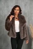 Black Shawl Lapel Short Fitted Women Faux Fur Coat