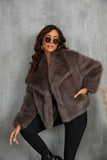 Black Shawl Lapel Short Fitted Women Faux Fur Coat