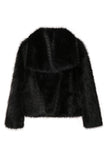 Black Shawl Lapel Short Fitted Women Faux Fur Coat