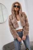 Black Fluffy Faux Fur Zip Up Short Coat