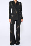 Sparkly Black Peak Lapel Women Suits