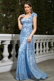 Sparkly Blue Mermaid Long Formal Dress with Sequins