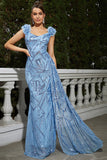 Sparkly Blue Mermaid Long Formal Dress with Sequins