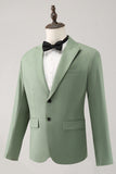 Grey Green 2 Piece Peak Lapel Single Breasted Men's Formal Suits