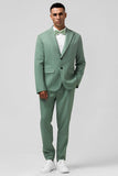 Grey Green Peak Lapel Single Breasted 2 Piece Men's Formal Suits