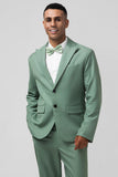 Grey Green Peak Lapel Single Breasted 2 Piece Men's Formal Suits