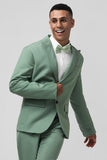 Grey Green Peak Lapel Single Breasted 2 Piece Men's Formal Suits