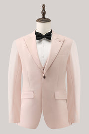 Light Pink Peak Lapel One Button 3 Piece Formal Suits