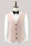 Light Pink Peak Lapel One Button 3 Piece Formal Suits