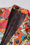 Orange Notched Lapel Graffiti Men's Blazer