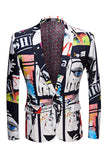 White Notched Lapel Special Graffiti 2 Piece Men's Suits