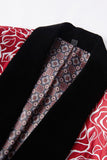 Red Shawl Lapel Printed 2 Piece Men's Suits