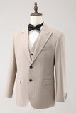 Ivory Peak Lapel Pinstripe Single Breasted 3 Piece Men's Formal Suits