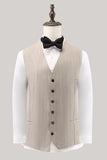 Ivory Peak Lapel Pinstripe Single Breasted 3 Piece Men's Formal Suits