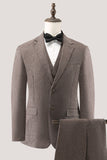 Brown Notched Lapel 3 Piece Single Breasted Men's Formal Suits