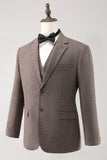 Brown Notched Lapel 3 Piece Single Breasted Men's Formal Suits