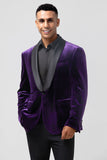 Dark Purple Shawl Lapel One Button Men's Formal Blazer