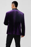 Dark Purple Shawl Lapel One Button Men's Formal Blazer