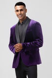 Dark Purple Shawl Lapel One Button Men's Formal Blazer