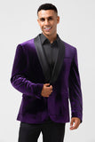 Dark Purple Shawl Lapel One Button Men's Formal Blazer