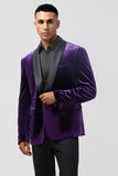 Dark Purple Shawl Lapel One Button Men's Formal Blazer