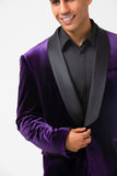 Dark Purple Shawl Lapel One Button Men's Formal Blazer