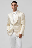 Ivory Pattern Printed Shawl Lapel Men‘s Formal Blazer