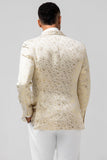 Ivory Pattern Printed Shawl Lapel Men‘s Formal Blazer