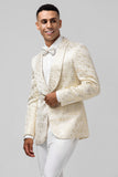 Ivory Pattern Printed Shawl Lapel Men‘s Formal Blazer