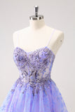 Sparkly Lilac A Line Spaghetti Straps Short Cokctail Dress with Sequins