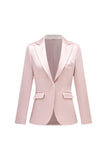 Grey Pink Peak Lapel Satin Slim Fit Women Suits