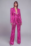 Sparkly Golden Lapel Sequins Women Party Suits