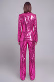Sparkly Golden Lapel Sequins Women Party Suits