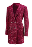 Sparkly Fuchsia Notched Long Women's Blazer