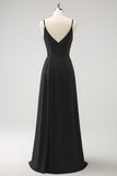 Dark Green Spaghetti Straps Ruche Long Bridesmaid Dress with Slit