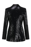 Sparkly Black Women's Prom Blazer with Fringes