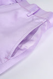 Purple Satin Double Breasted Peak Lapel 2 Pieces Women Suits