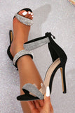 Stylish Black Beaded High Heel Party Shoes