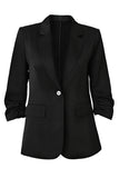 Champagne Notched Lapel Long Sleeves One Button Blazer