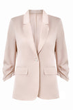 Champagne Notched Lapel Long Sleeves One Button Blazer