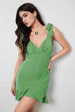 Green Short Bodycon Party Dress with Ruffles