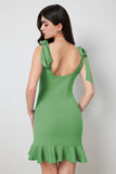 Green Short Bodycon Party Dress with Ruffles