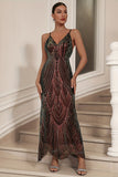 Sparkly Black Sheath Sequined Spaghetti Straps Long Formal Dress