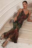 Sparkly Black Sheath Sequined Spaghetti Straps Long Formal Dress