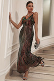 Sparkly Black Sheath Sequined Spaghetti Straps Long Formal Dress