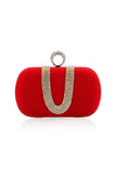 Luxury Red Handbag with Rhinestones