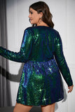 Sparkly Peacock Green A Line V Neck Cocktail Dress