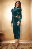 Peacock Green Mermaid Round Neck Formal Dress with Slit