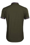 Army Green Short Sleeves Button Down Casual Men's Shirt