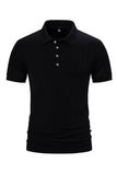 White Knit Cotton Short Sleeves Slim Fit Men's Polo Shirt